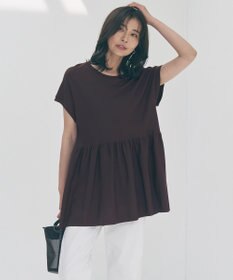 UNFILO L スゴ機能美ニット フレンチスリーブ ペプラム