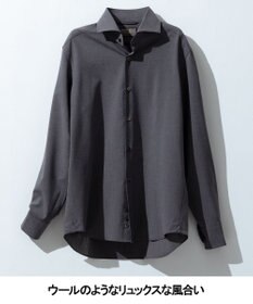 GOTAIRIKU 【シワになりにくい/ストレッチ/洗える】ウールライク シャツ_カッタウェイカラー