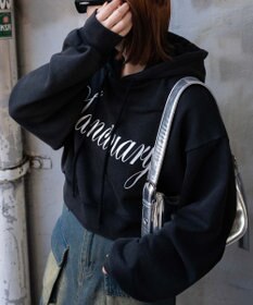 WEGO エンジェルプリントショートプルパーカー