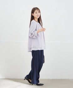 Tiaclasse L 【新色追加・洗える】つまみタック袖レイヤードブラウス