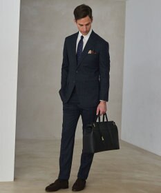 GOTAIRIKU シワになりにくい【御幸毛織/みゆきけおり】DRYSPINNER 平織スーツ_ネイビー格子