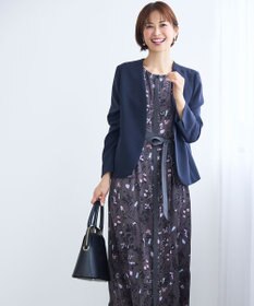 自由区 【ご好評アイテム・セットアップ対応・セレモニー・通勤】トリアセダブルクロスノーカラー ジャケット