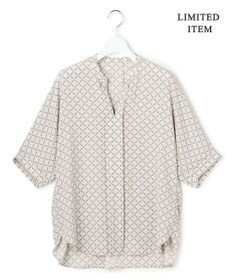 ICB L 【先行予約・WEB限定】BackSatinAmunzen 5分袖キーネックブラウス