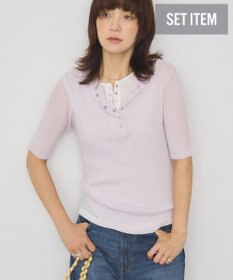 AMERICAN HOLIC 【2点セット】シアーリブヘンリーネックニット＋タンクトップ