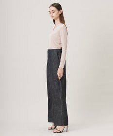 ICB 【洗える】 コットンリアクティブデニム ワイドストレートパンツ