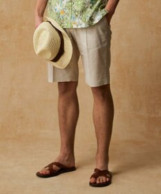 JOSEPH ABBOUD 【ウエストも伸びる/清涼/ストレッチ】ストレッチリネンシャンブレーショートパンツ