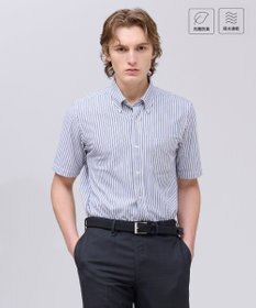 J.PRESS MEN 【吸水速乾 / 抗菌防臭 / 遮熱 / 防シワ】【J.PRESS OXFORD JERSEY】カノコインレイ半袖 シャツ / B.D. ネイビー系1
