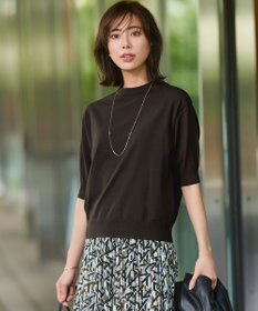 23区 L 【洗える/吊り干しOK】ヴィスコースストレッチ パフスリーブ ニット