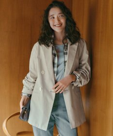 23区 スラブツイルストレッチ オーバーサイズ ダブルジャケット ベージュ系