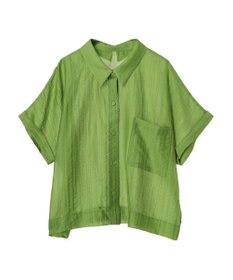 Green Parks シアーストライプショート丈シャツ