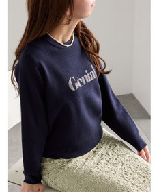 Te chichi ラインストーンレタードニットプルオーバー