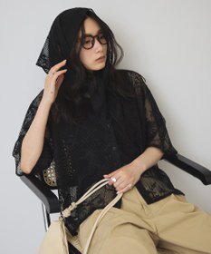 AMERICAN HOLIC 【2点セット】メッシュレース半袖シャツ+スカーフ
