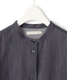 ICB 【洗える】リアクティブソフトデニム バンドカラーシャツ