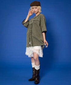 WEGO 【ユニセックス着用ITEM】ベースボールデニムグラフィックシャツ（SS）