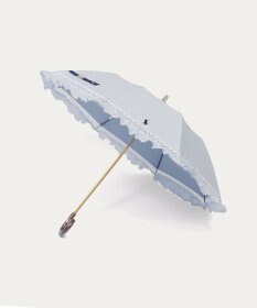 MOONBAT 【遮光/晴雨兼用日傘】POLO RALPH LAUREN(ポロ ラルフローレン) ストライプフリル 折りたたみ傘 楽折 遮熱 UV