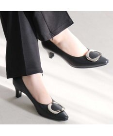 Pointer 【5cmヒール】日本製 高級本革モチーフ付きパンプス