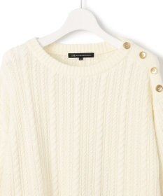 23区 【洗える】ウールコード 肩ボタンケーブル柄 ニット