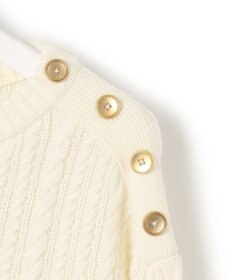 23区 【洗える】ウールコード 肩ボタンケーブル柄 ニット