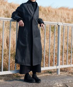 muuc 〈軽やかな尾州産リネンウール〉ショールカラーコート　ロングシーズン 秋冬春 ゆったりシルエット セットアップ可能