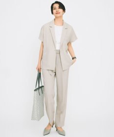 自由区 【カタログ掲載・セットアップ対応・接触冷感・UVカット・洗える】ライトリネンライクショートスリーブ ジャケット