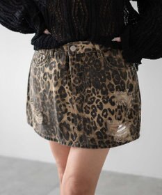 WEGO ダメージレオパードミニスカパン