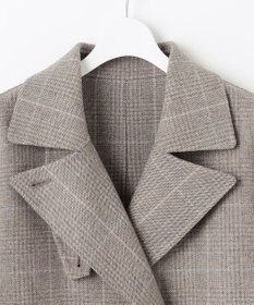 自由区 L 【17号サイズまで展開・カタログ掲載】ウールリバーチェック柄ダブルブレスト コート