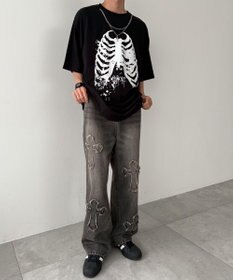 WEGO クロスモチーフオーバーダイバギーパンツ