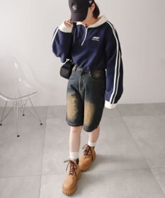 WEGO ハーフジップフリースショートプルオーバー