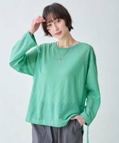 ANY シアーシャーリングスリーブニット グリーン