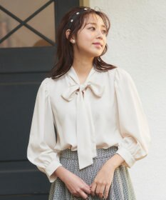 Feroux リボンタイパフスリー ブブラウス