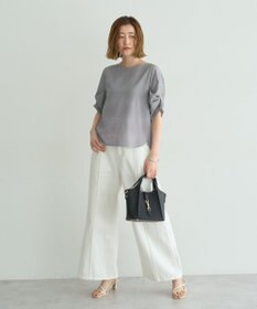 YECCA VECCA パールタックスリーブブラウス
