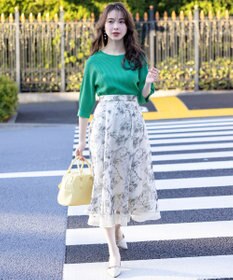 ANY SIS 【WEB・一部店舗限定】ハッチングフラワープリント スカート