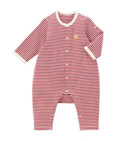 MIKI HOUSE HOT BISCUITS 【70-80cm】【Everyday Series】ワンポイント ボーダーカバーオール