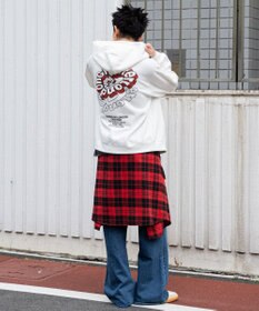 WEGO 【ユニセックス着用ITEM/裏起毛/SMLサイズ展開】リラックスフィットバックロゴジップパーカー