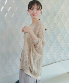 Tiaclasse 【新色追加】メッシュ編みニットドルマンカーディガン