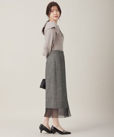 ANY SIS シアーコンビヘリンボーン スカート