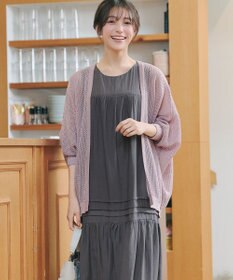 Tiaclasse 【新色追加】メッシュ編みニットドルマンカーディガン