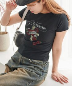 WEGO ラインストーンハートグラフィックちびT