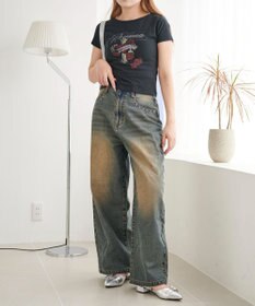 WEGO ラインストーンハートグラフィックちびT