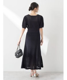 earth music&ecology ２点ＳＥＴ透かし編みカーディガン＋裾フレアスカート