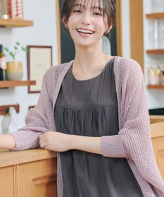 Tiaclasse 【新色追加】メッシュ編みニットドルマンカーディガン