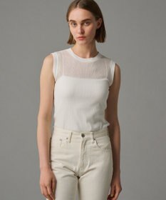 uncrave 【手洗い可】シアー ランダムリブ ノースリーブ カットソー（uncrave STANDARD）