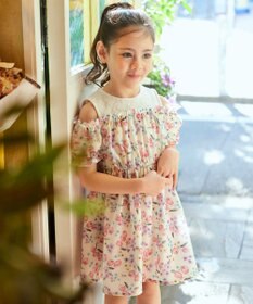 ANY KIDS オン・オフショルダー チューリップ ワンピース