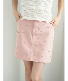 earth music&ecology ビジューデニムミニスカート