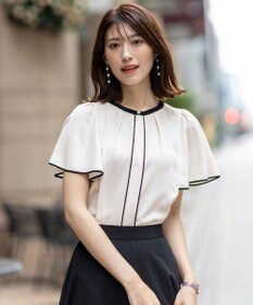 ANY SIS S 【洗える】バイカラーフレア ブラウス