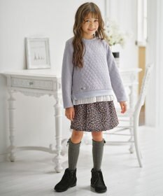 組曲 KIDS 【150-160㎝】ハートキルトジャガード トレーナー