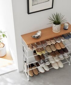 tower 天板付きシューズラック タワー 5段 キャスター付 W90 ホワイト