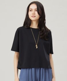 自由区 【接触冷感・UVカット・吸水速乾・抗菌防臭・洗える】ハイカウントクロップド丈 Tシャツ ブラック