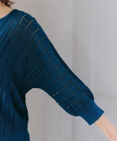 Tiaclasse L 【洗える】透かし編みドルマンニットトップス