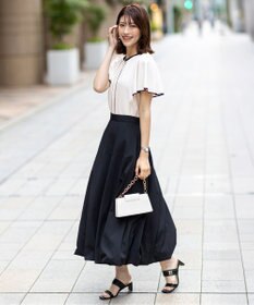 ANY SIS S 【洗える】バイカラーフレア ブラウス